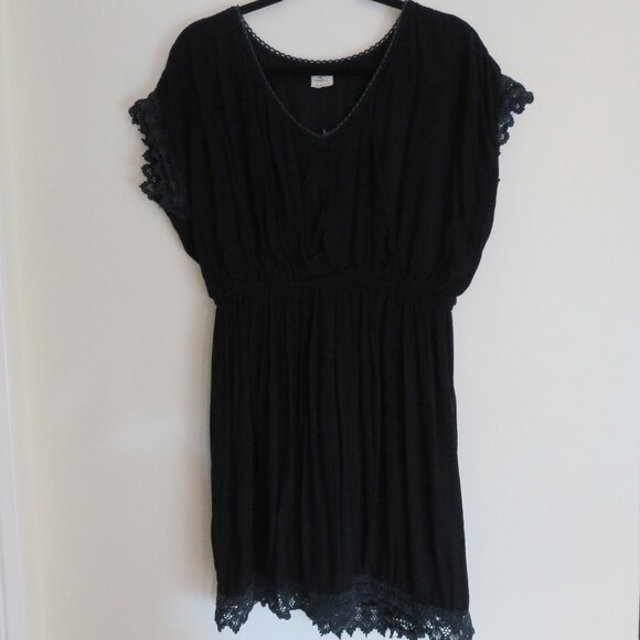 O'Neill | Size XL | Black Short Sleeve Lace Swim Beach Coverup Boho Dress - Picture 1 of 10